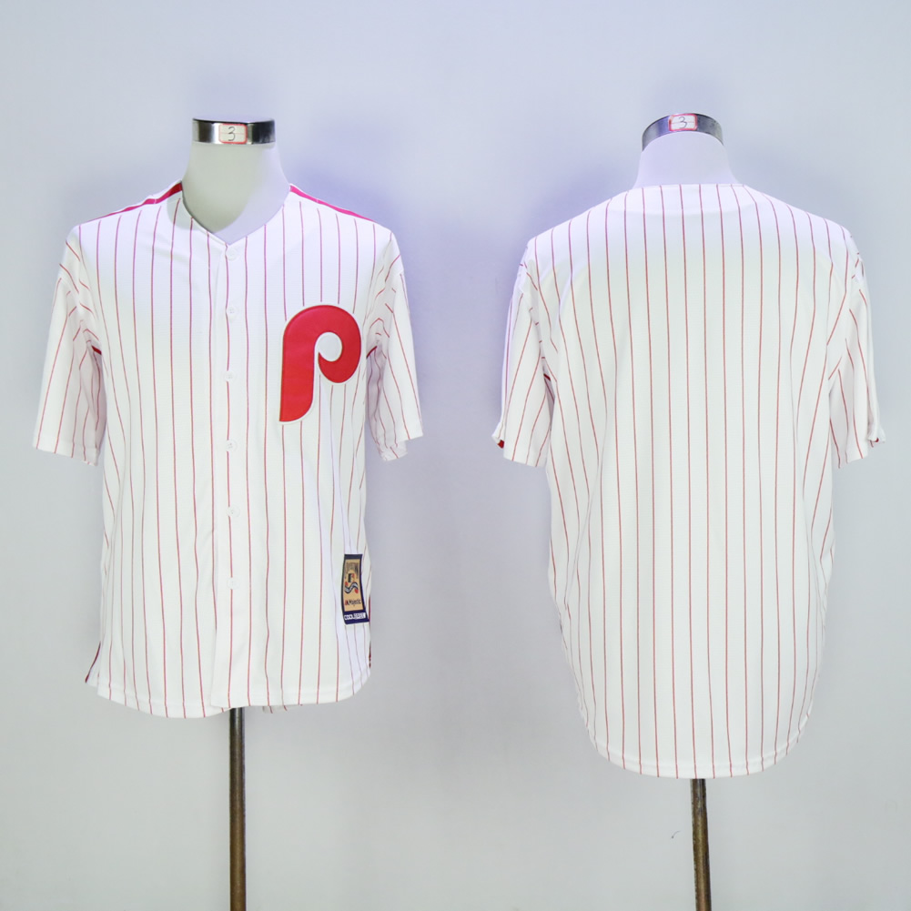 Men Philadelphia Phillies Blank White Throwback MLB Jerseys